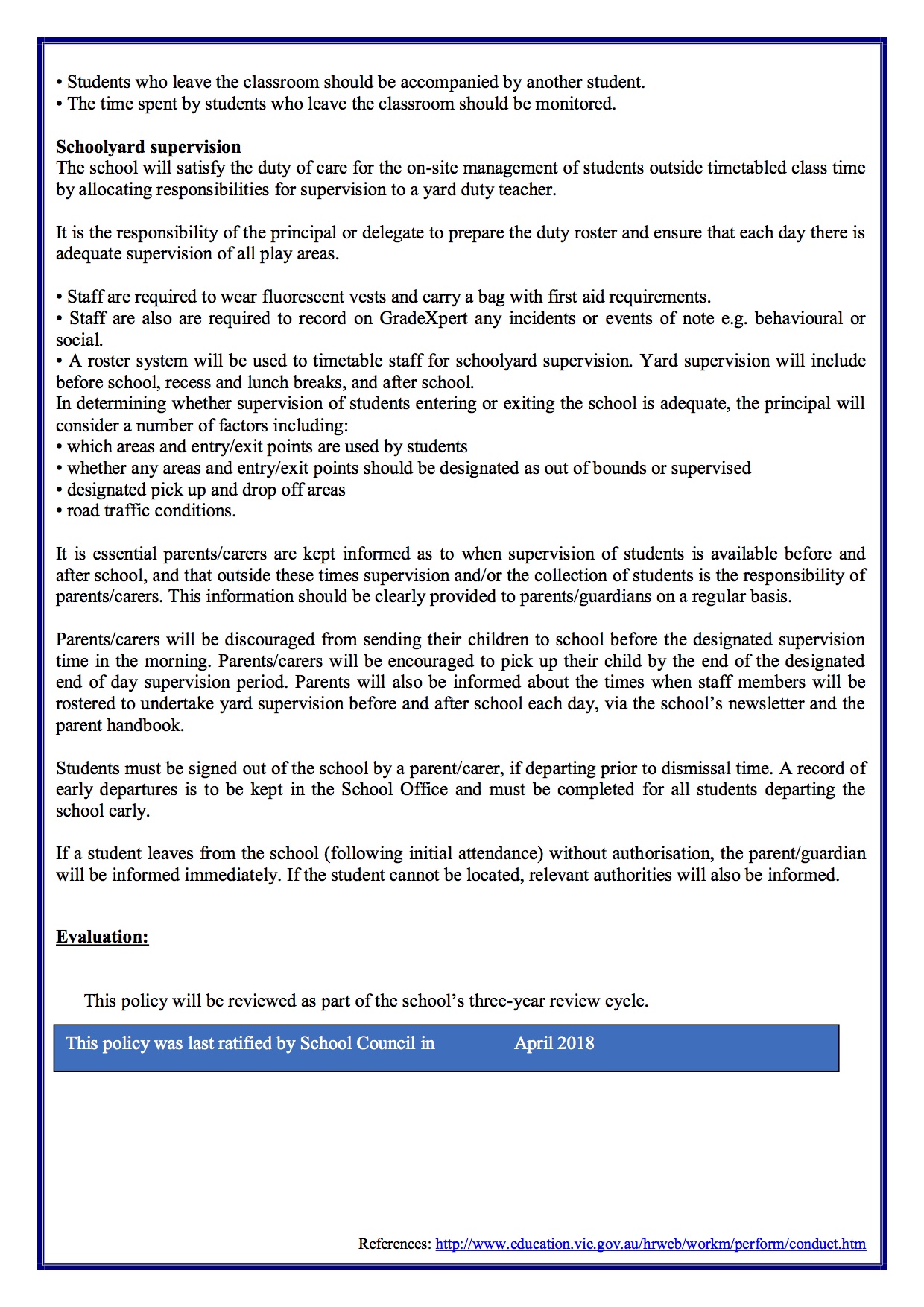 Supervision Policy